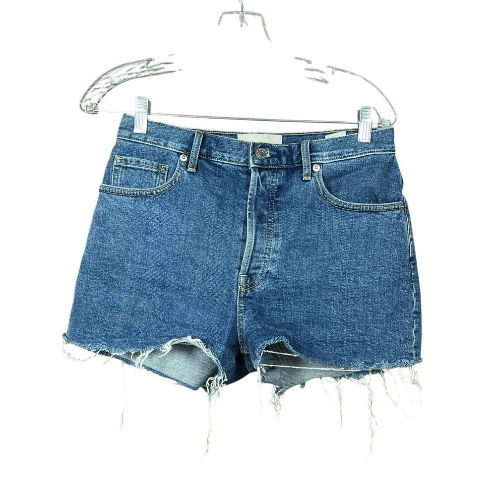 Everlane Size 27 The Cheeky Short Denim Cut Off High Rise Cotton Medium Wash